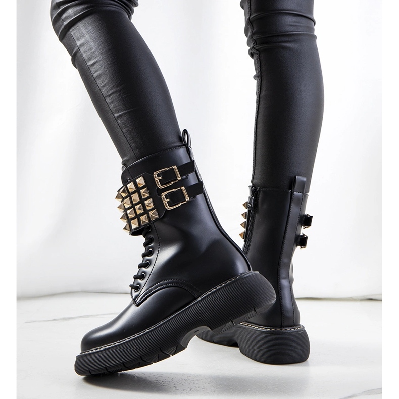 Black boots with Lacer studs 1