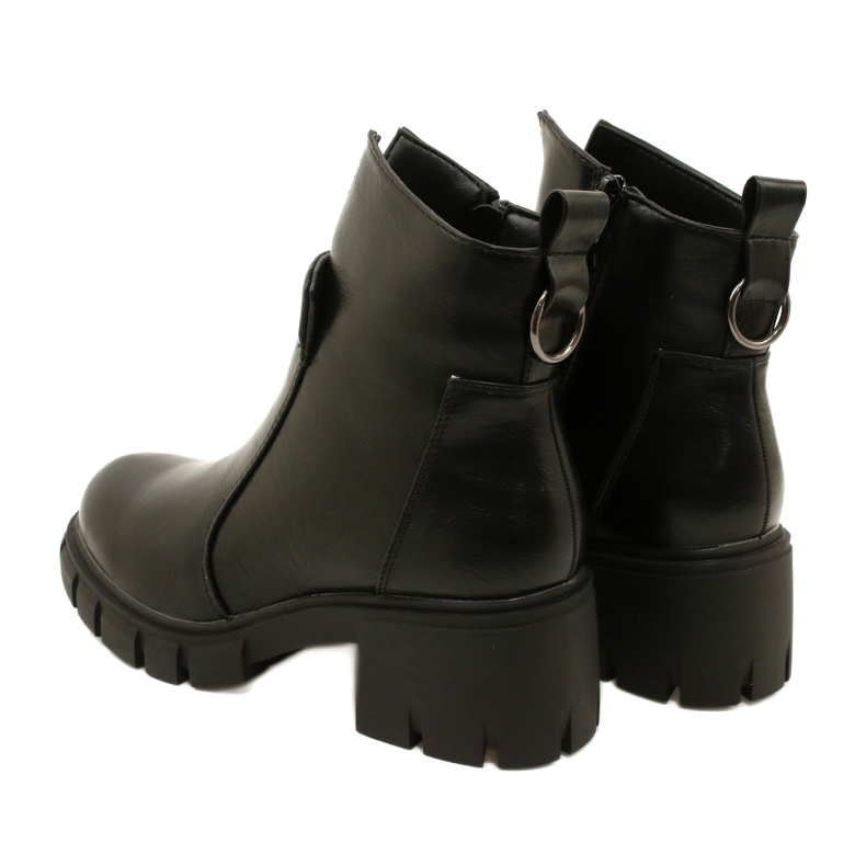M. DASZYŃSKI Leather ankle boots with a thicker bottom Black Mońco 4