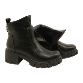 M. DASZYŃSKI Leather ankle boots with a thicker bottom Black Mońco 5