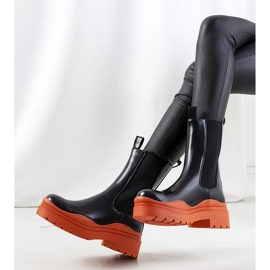 Black ankle boots with an orange Nester sole 1 Black ankle boots with an orange Nester sole 1