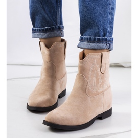 Beige ankle boots with a covered Wolfpine wedge 1