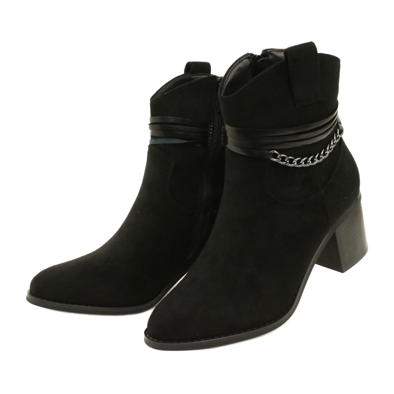 M.Daszyński Women's suede boots insulated with black chain 2