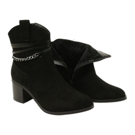 M.Daszyński Women's suede boots insulated with black chain 3