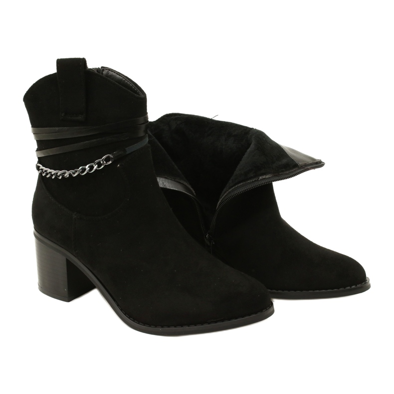 M.Daszyński Women's suede boots insulated with black chain 3