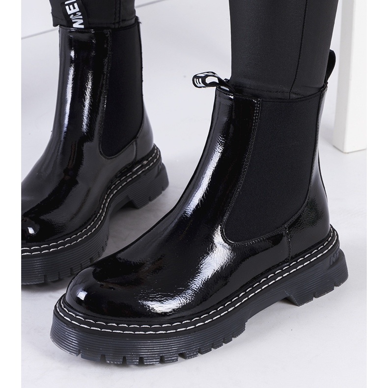 Black lacquered Chelsea boots from Vido 1