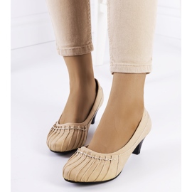 Beige pumps with shirring Santro 1