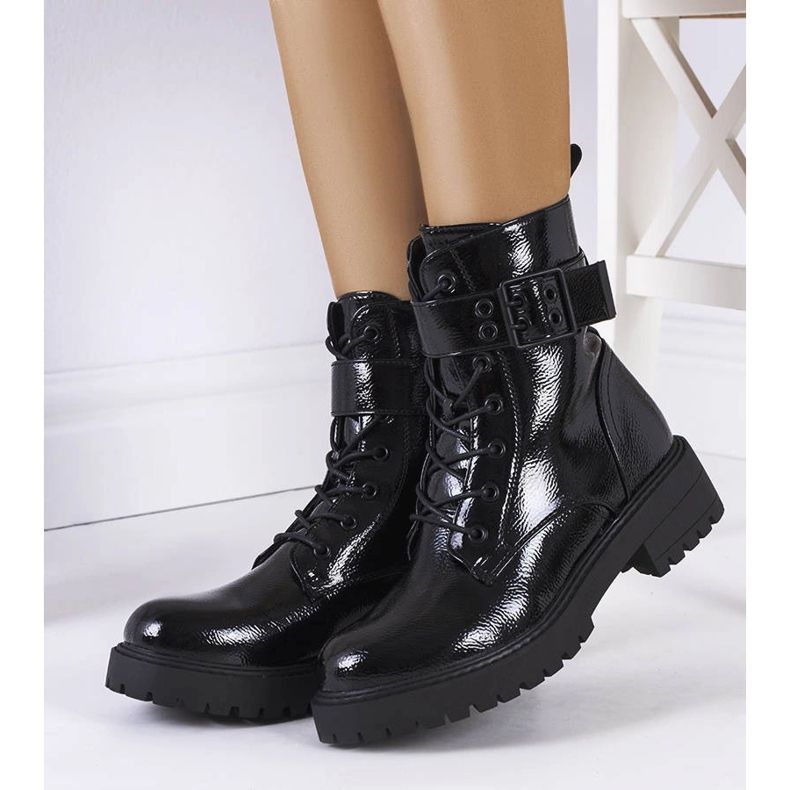 Black lacquered Tarrin boots 1