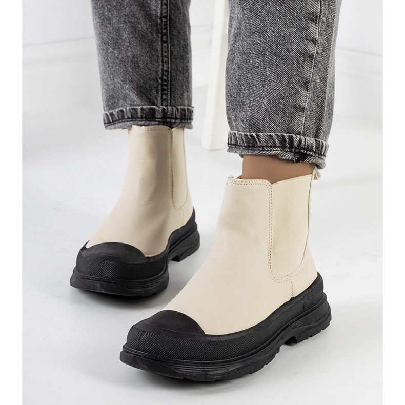 Beige eco-leather Chelsea boots from Loree 1