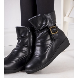 Black wedge boots with a Slater buckle 1