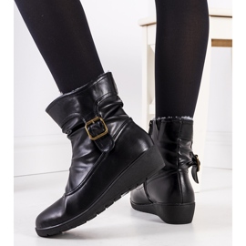Black wedge boots with a Slater buckle 2