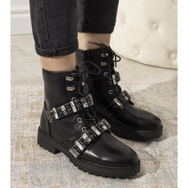 Black boots with decorative Ramsey cubic zirconia 1