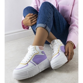 White and purple Zetta ankle sneakers 1