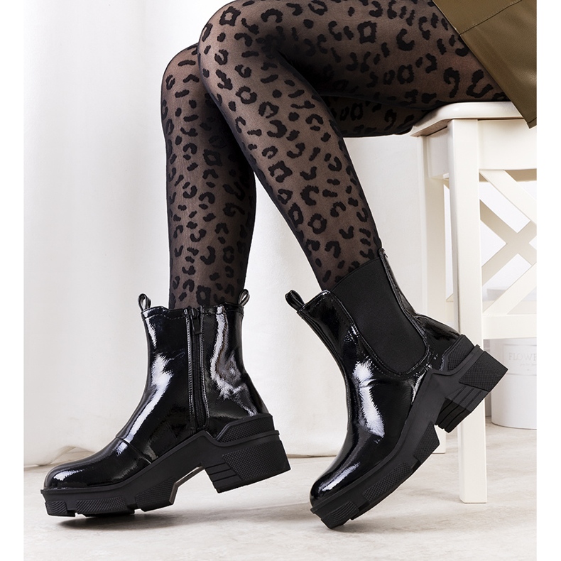 Black patent leather Asma boots 1