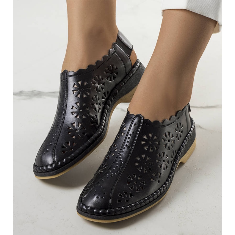 PA1 Black openwork Ferre slippers 1