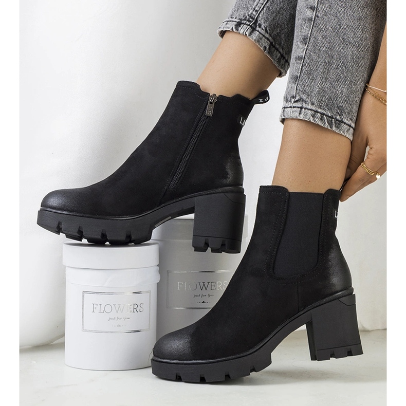 Black suede high-heeled boots from Svelte 2