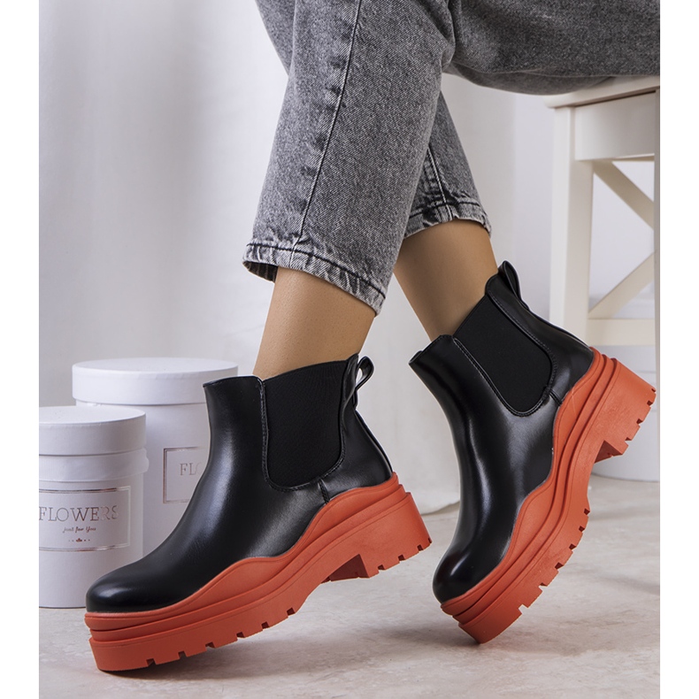 BM Black ankle boots on a colorful Gaffney platform 1