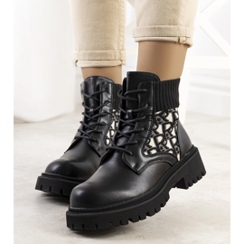 Black boots with a flexible upper beige 1