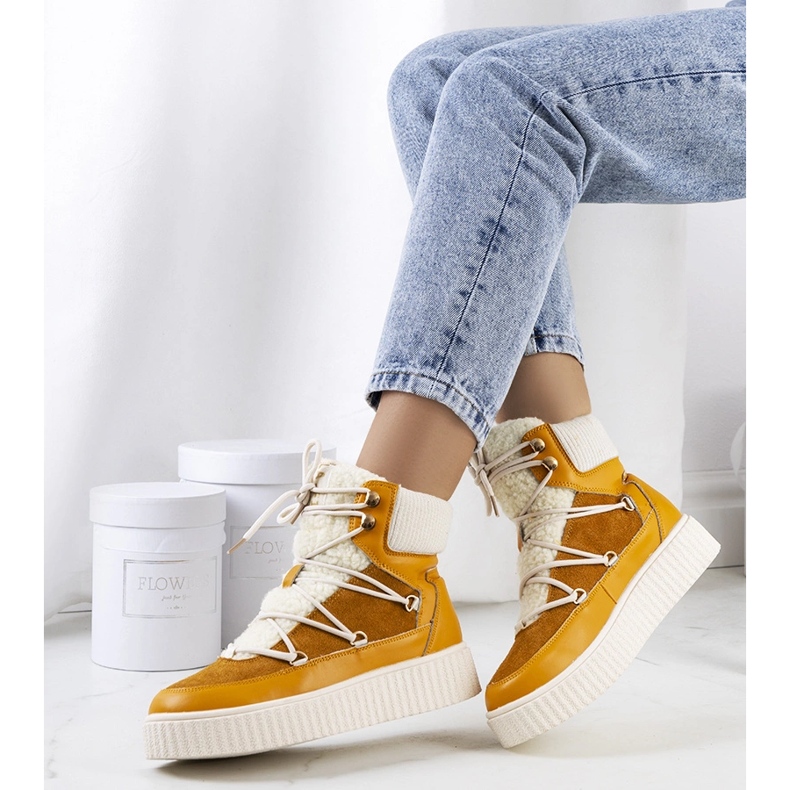 Women's mustard snow boots from Laursen orange 1