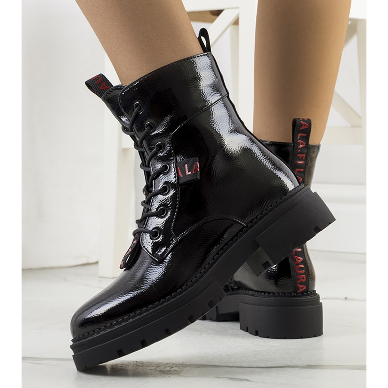 PA1 Black lacquered boots from Casies 1
