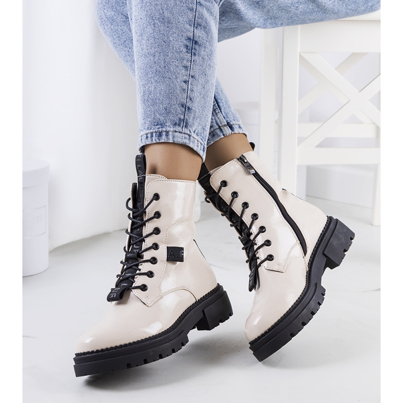 PA1 Beige lacquered boots from Casies 1