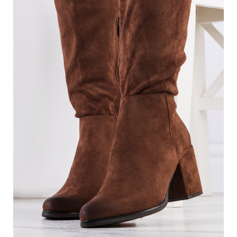 Georgie brown suede high-heeled boots 1
