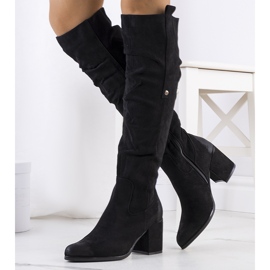 Black suede high-heeled boots from Neve 1