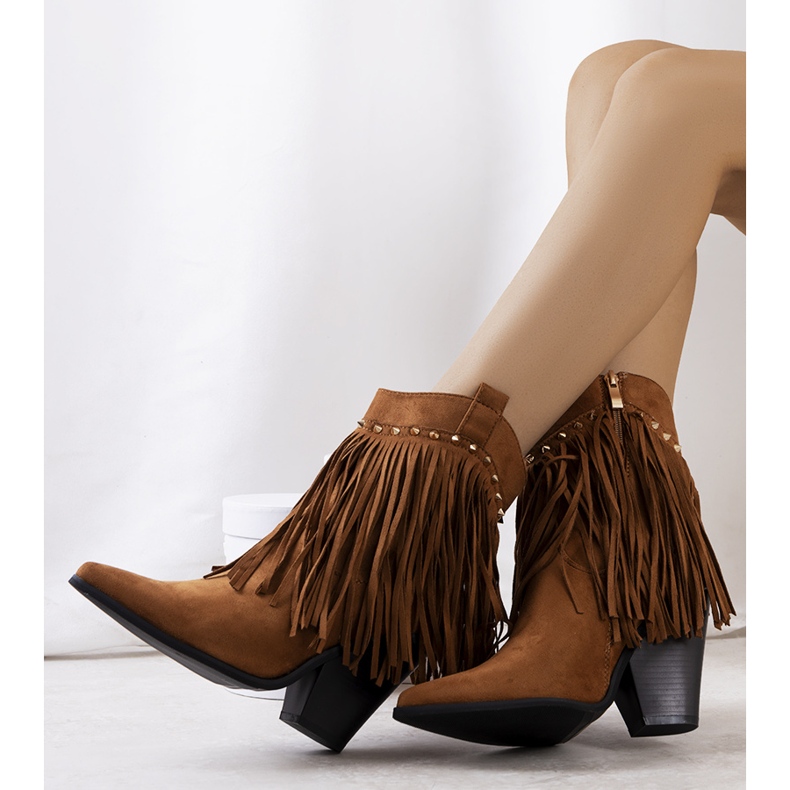 PA1 Camel cowboy boots with Zanco fringes brown 1