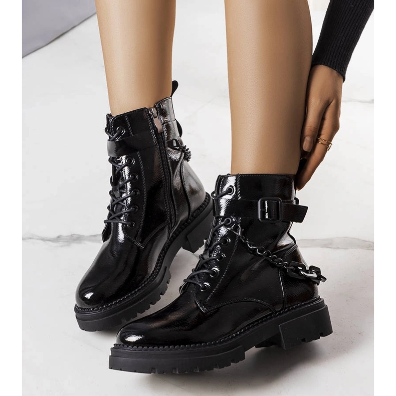 Constance black patent ankle boots 1