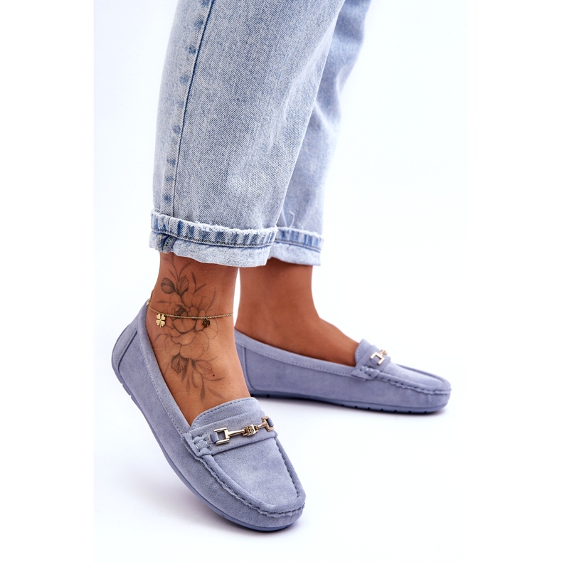 Women's Classic Suede Loafers Blue Corinell 4 Women's Classic Suede Loafers Blue Corinell 4
