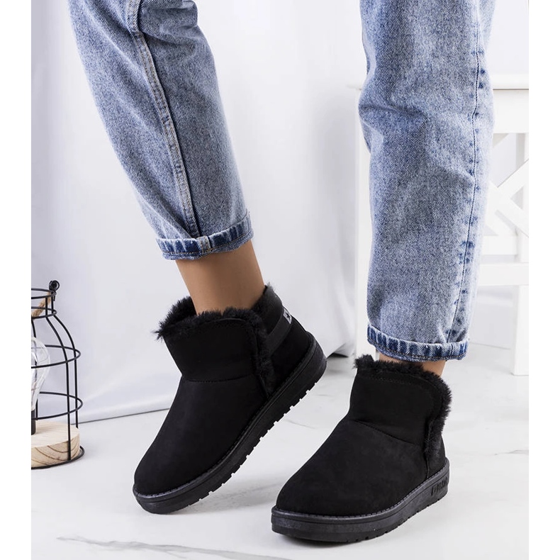 Big Star Black snow boots with fur KK274622 1