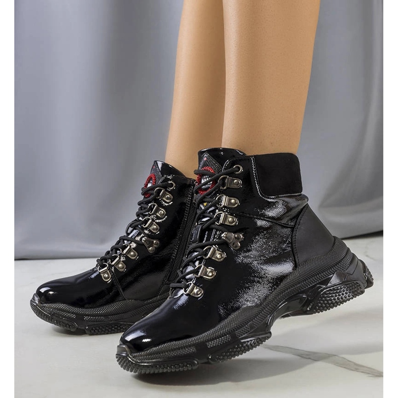 Black patent leather Celmir boots 1