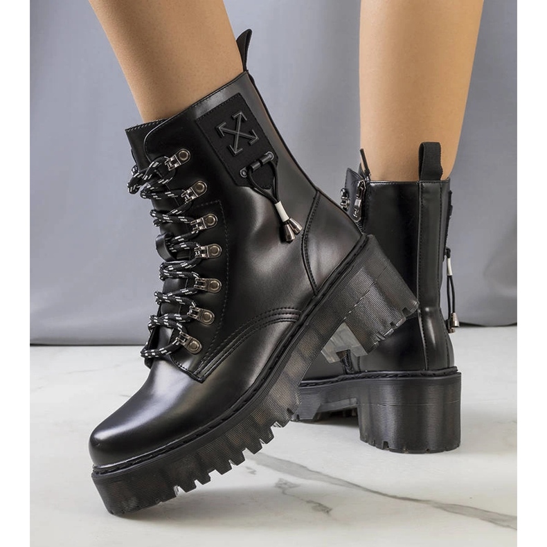 Black boots with a decorative Laverda binding 1