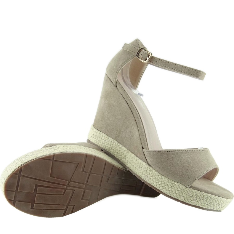 Wedge sandals, linen Apricot rope brown 1
