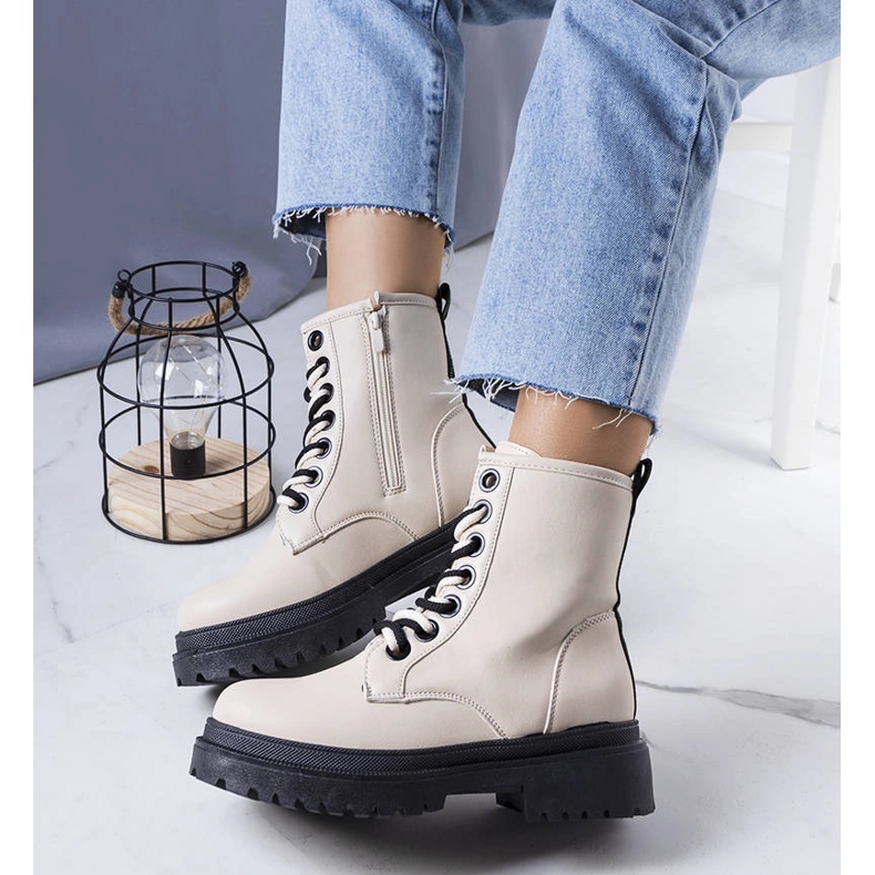 Beige insulated ankle boots by Jolene 1