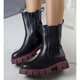 Evento Black boots with a purple Kaydence sole 1
