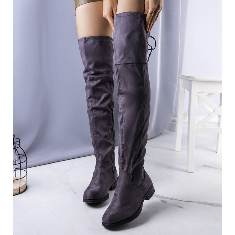 Bardin gray insulated over the knee boots grey 1