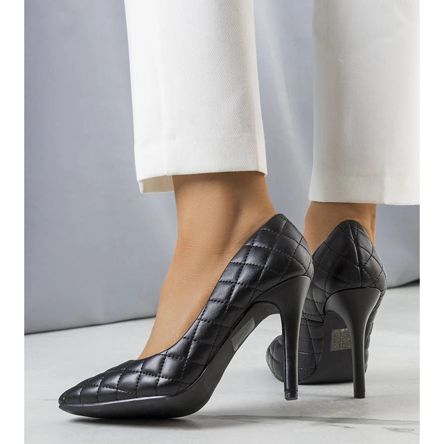 Black quilted shoes hotsell