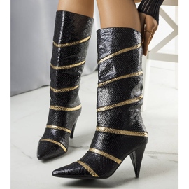 Black and gold Nevzo insulated boots 1