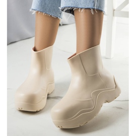 BM Beige rain boots on a high Frolo sole 1