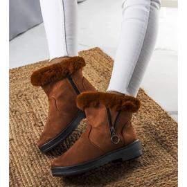 Camel insulated snow boots with a Katalina zipper brown 1