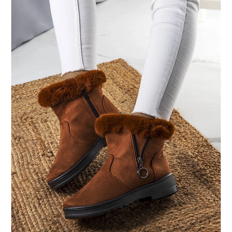Camel insulated snow boots with a Katalina zipper brown 1