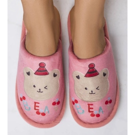 Bear pink soft slippers 1