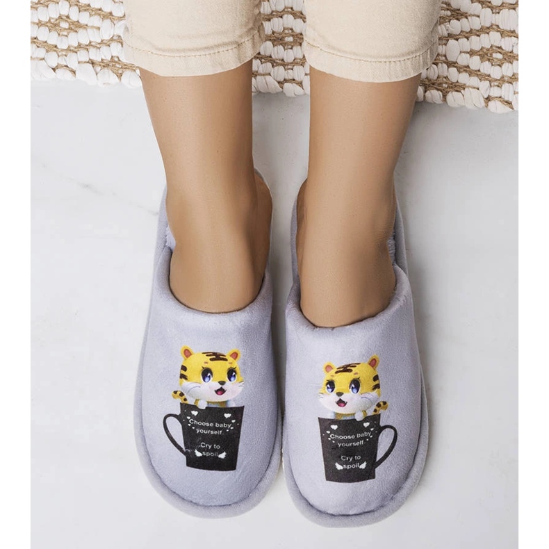Gray soft Catcup slippers grey 1