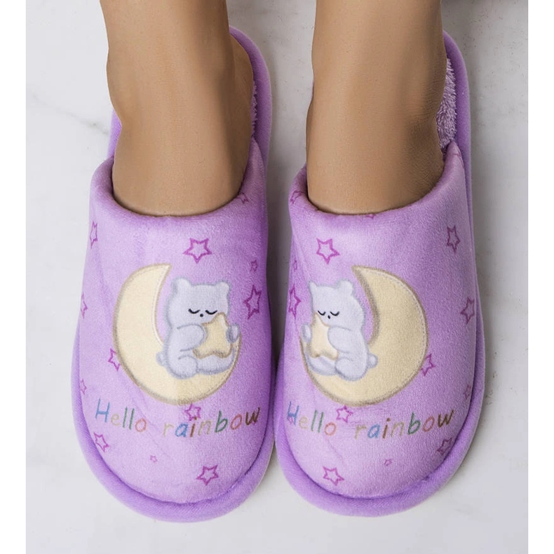 Rainbow moon soft slippers violet 1