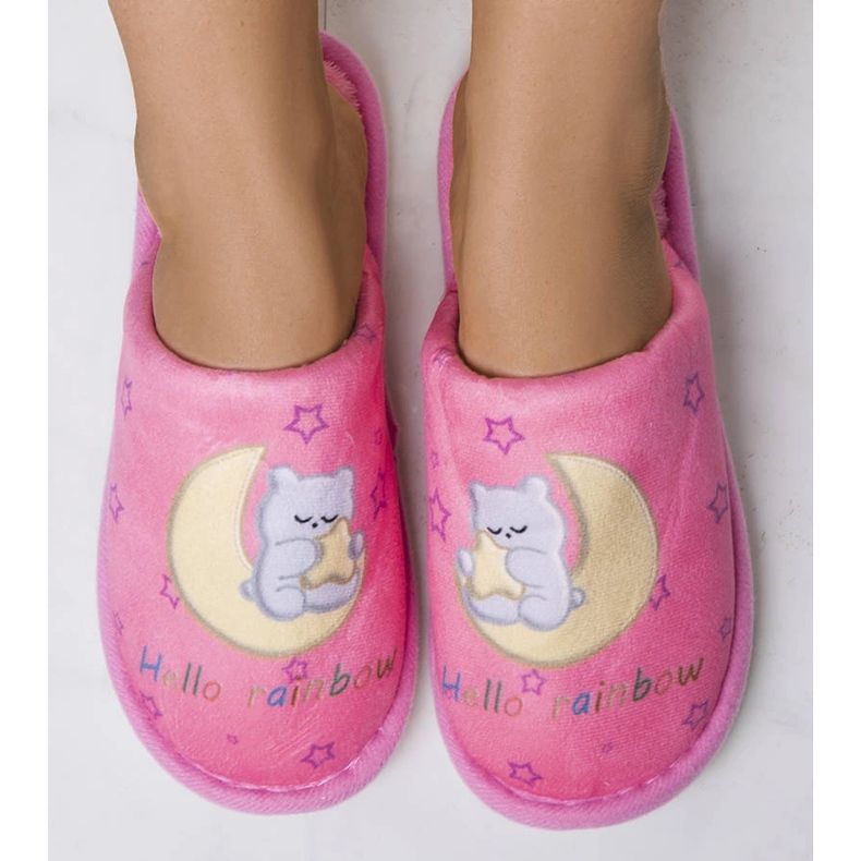 Rainbow moon pink slippers 1 Rainbow moon pink slippers 1