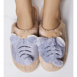 Beige and gray soft slippers from Bee 1