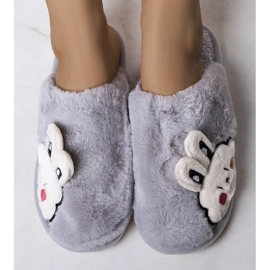 Gray soft Half Bunny slippers grey 1