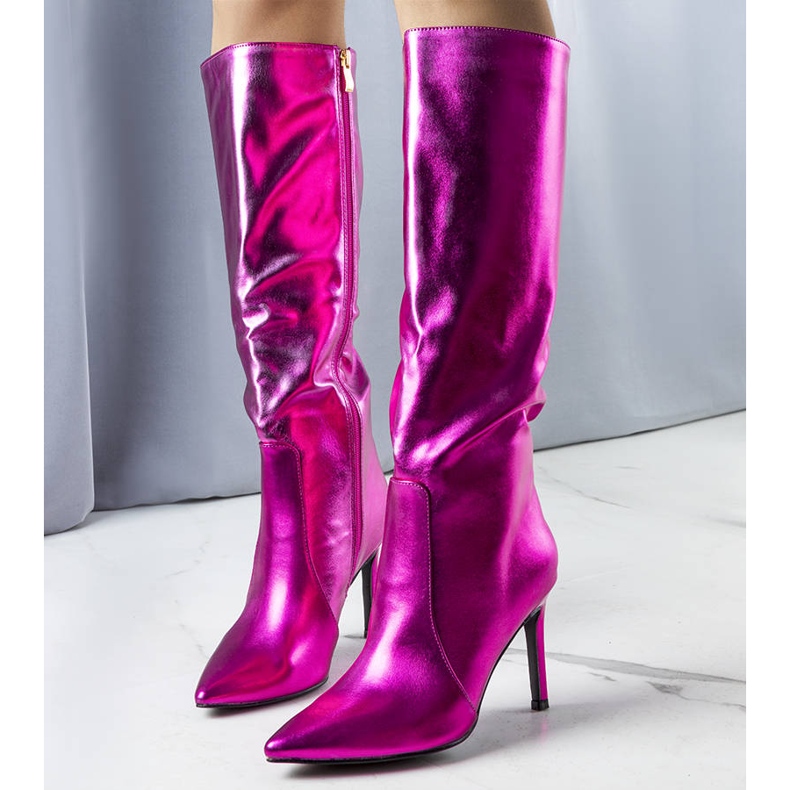 BM Neon pink high heel boots from Jaylin 1