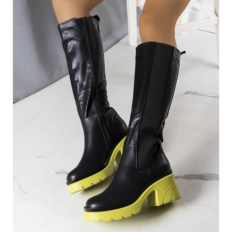 BM Black boots with a green sole from Charla 1
