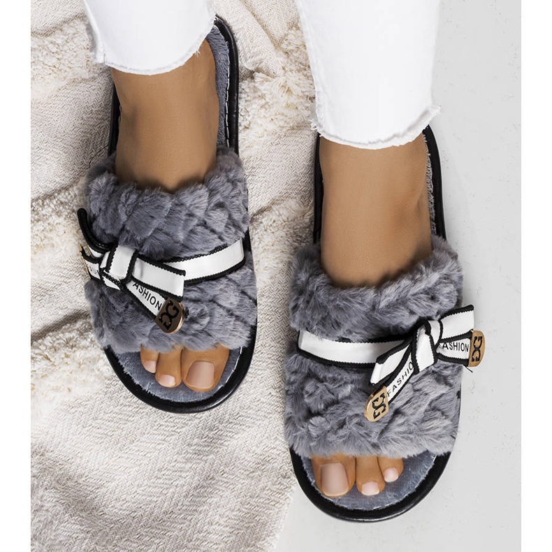 BM Gray slippers with a bow from Peter grey 1